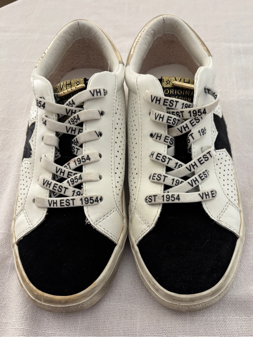 Vintage Havana Black White & Gold Leather Sneakers ~ Women’s Size 6 - Picture 3 of 11